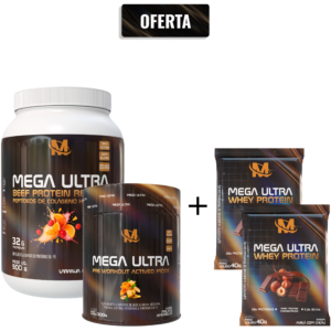 OFERTA - Beef Protein + Pré Treino e GANHE 2 Sachês de Mega Ultra Whey (40 gr) sabor Cacau com avelã